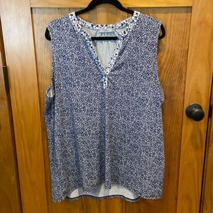 Flattering Dalia V Neck Navy Floral Sleeveless Top